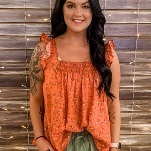 Terracotta floral tank